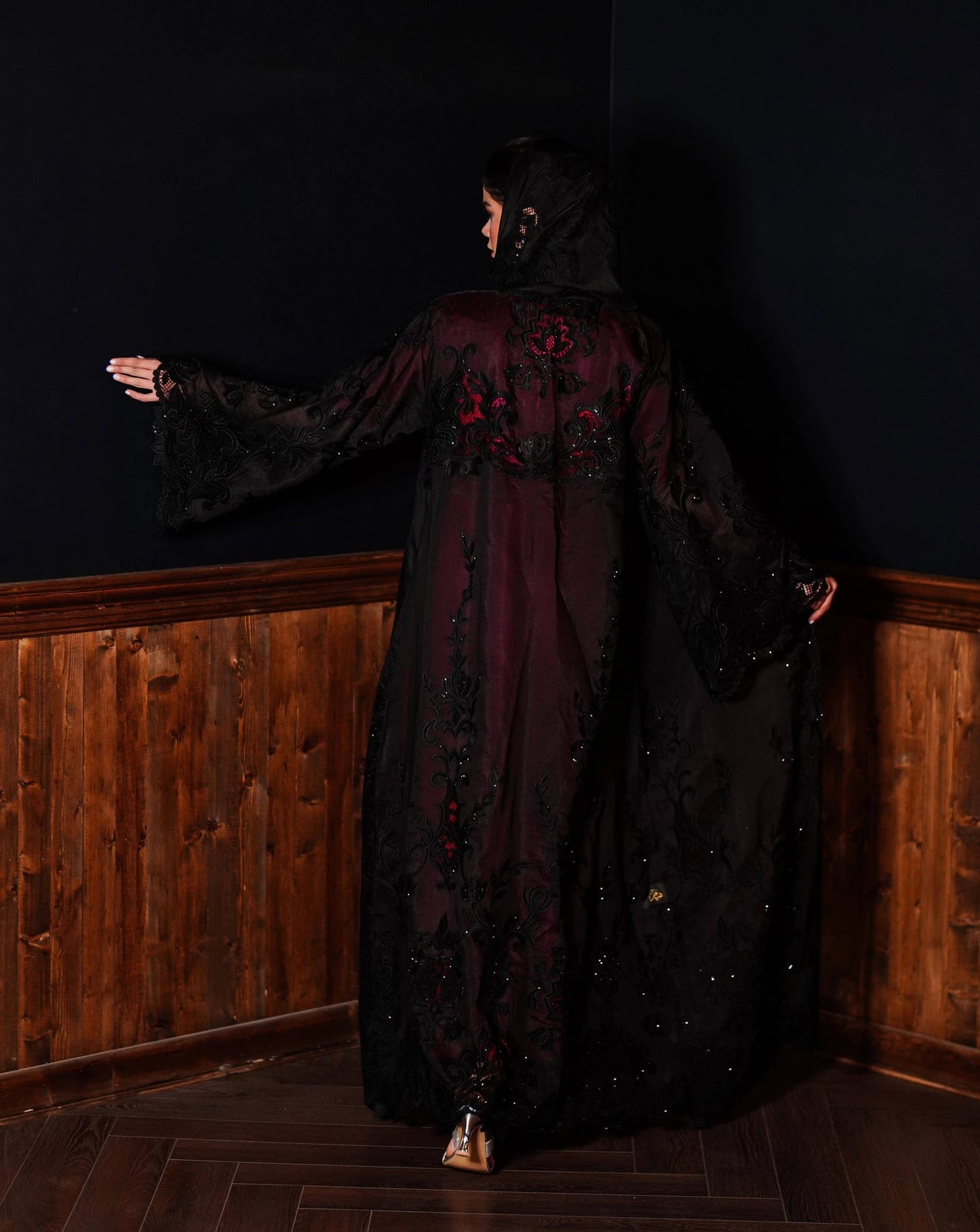 Organza with embroidery and rhinestones