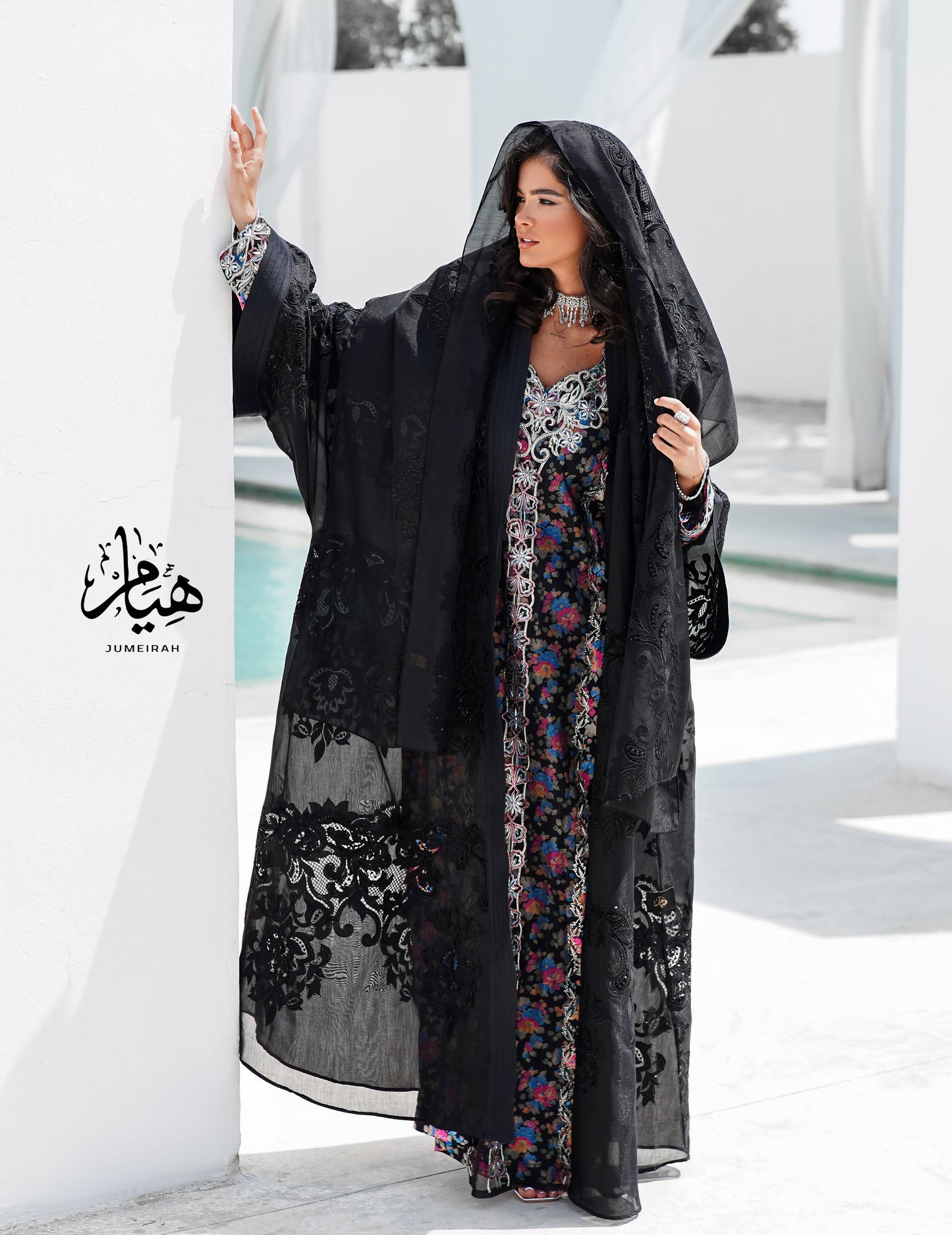Velvet laser cut Bisht