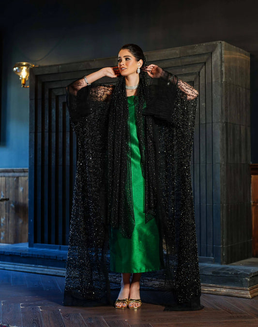 Royal Beaded tulle abaya