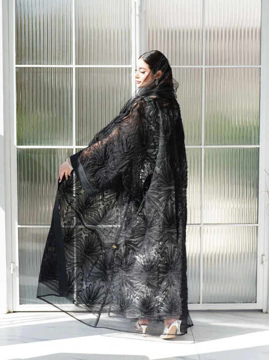 Floral tulle bisht