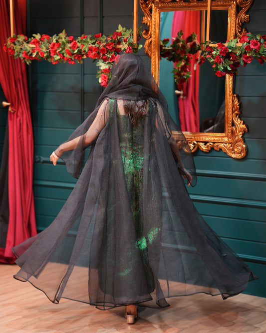 Soft organza Bisht   With Embroidery and crystals