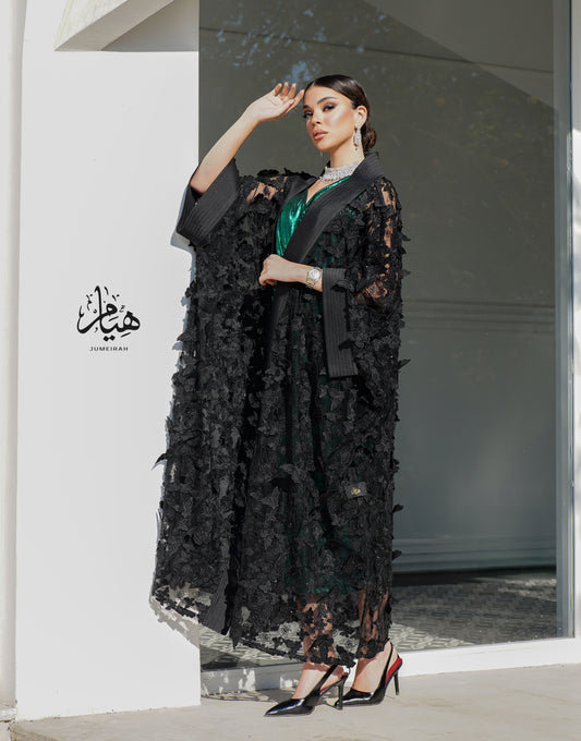 Butterfly Bisht with black crystals